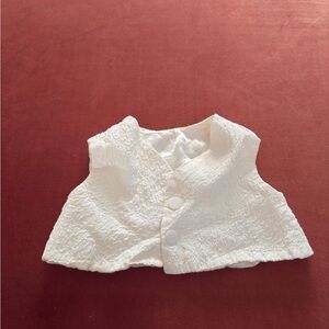 Kids White Textured Vest